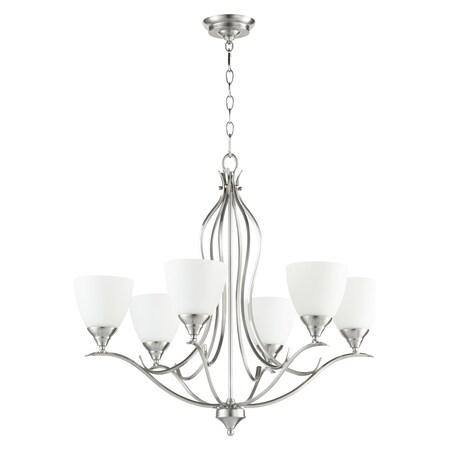 Quorum Fall Flora 6Lt Gls Satin Nickel 614-6-65